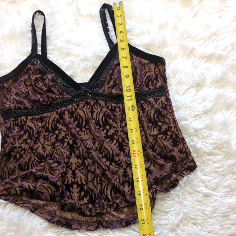 90s Vintage Lip Service Sheer Purple Burnout Velvet Cami Top Medium - Picture 13 of 13